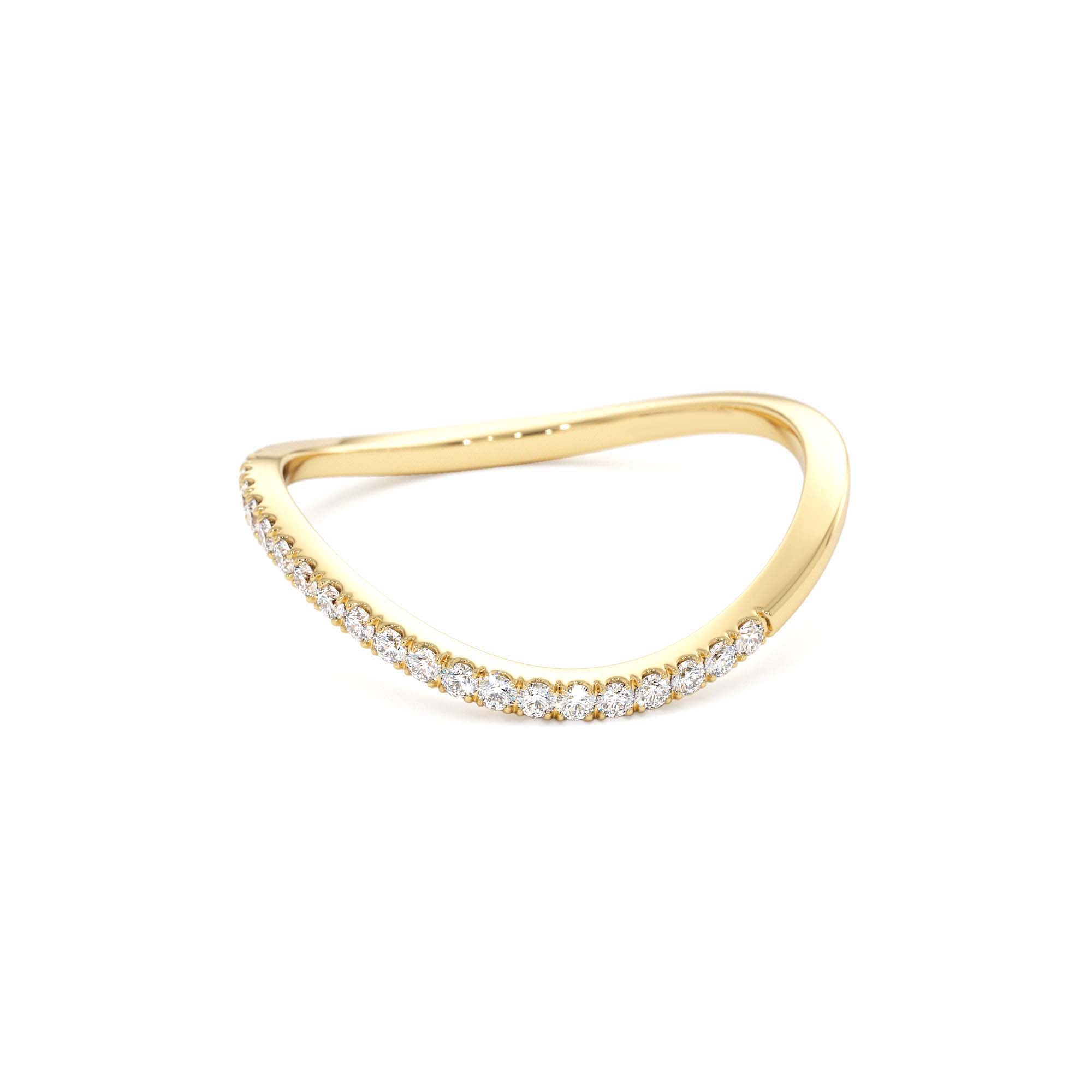 14k Waive Design Micro Pave Diamond Ring - view 4