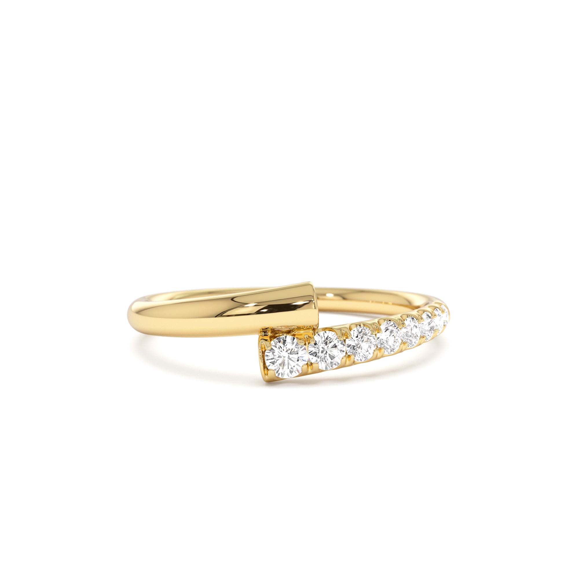 14k Bypass Gold & Pave Diamond Ring by Orlina Fine