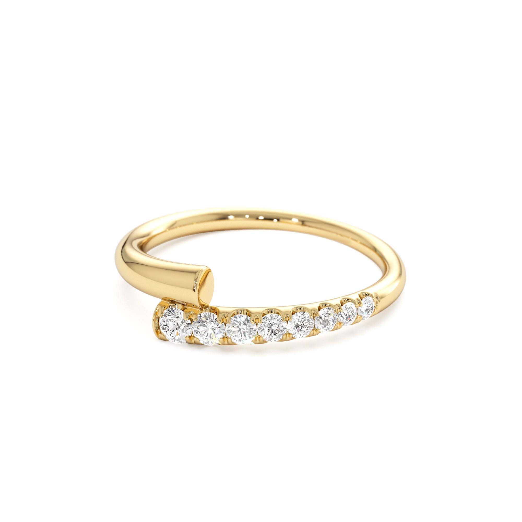 14k Bypass Gold & Pave Diamond Ring - view 4