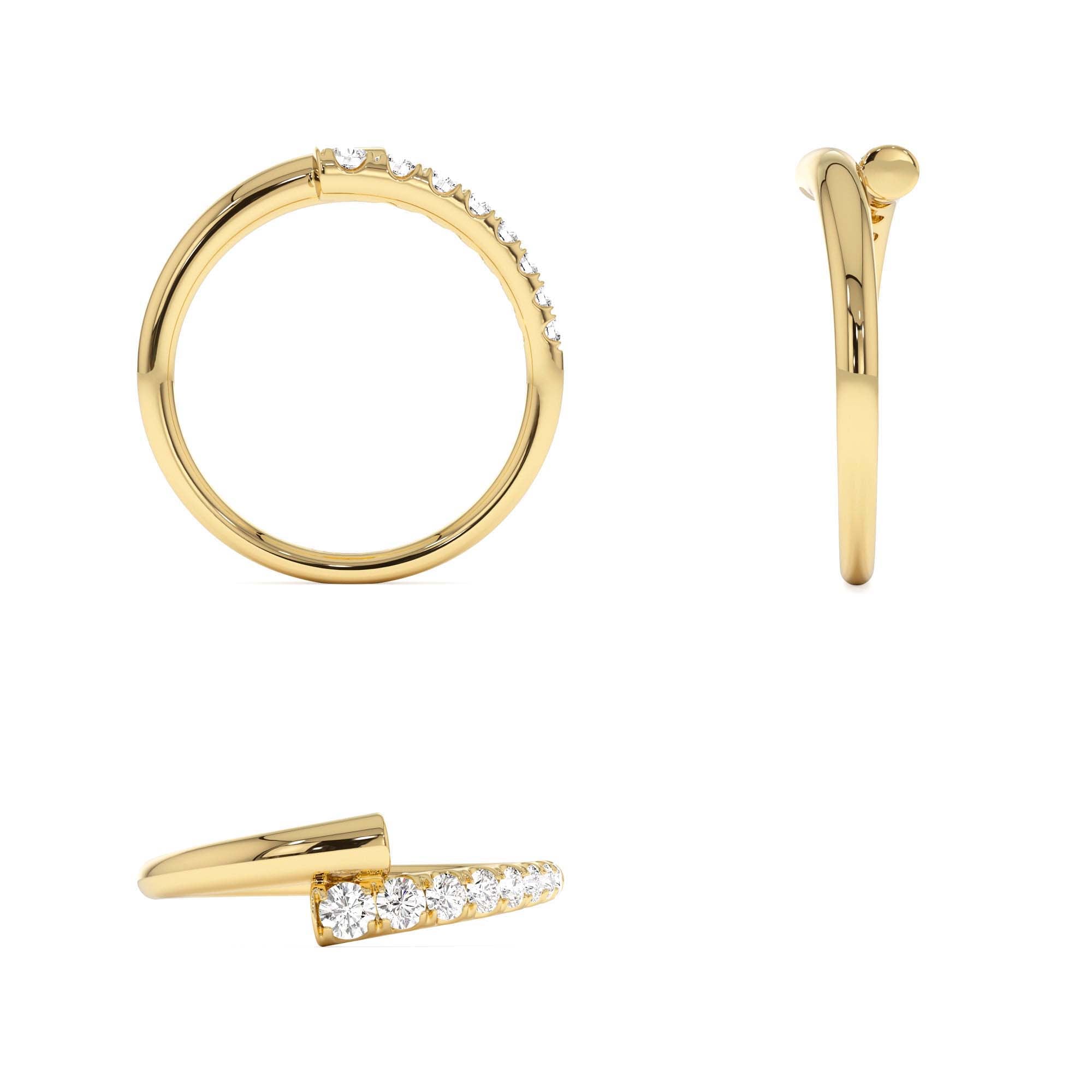 14k Bypass Gold & Pave Diamond Ring - view 5