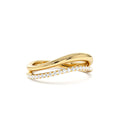 14k Double Ring Waive Design Diamond Ring by Orlina Fine