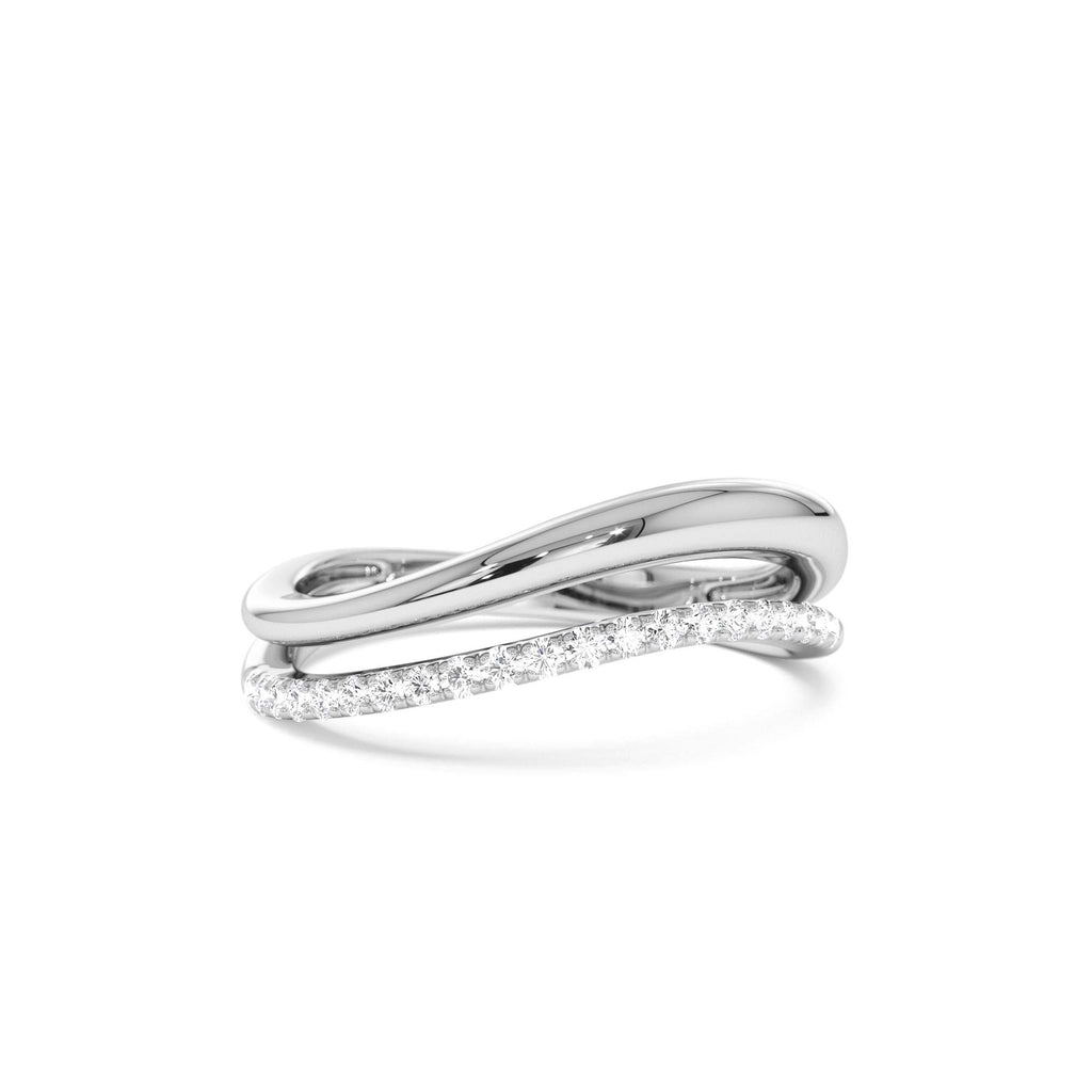 14k Double Ring Waive Design Diamond Ring - view 3