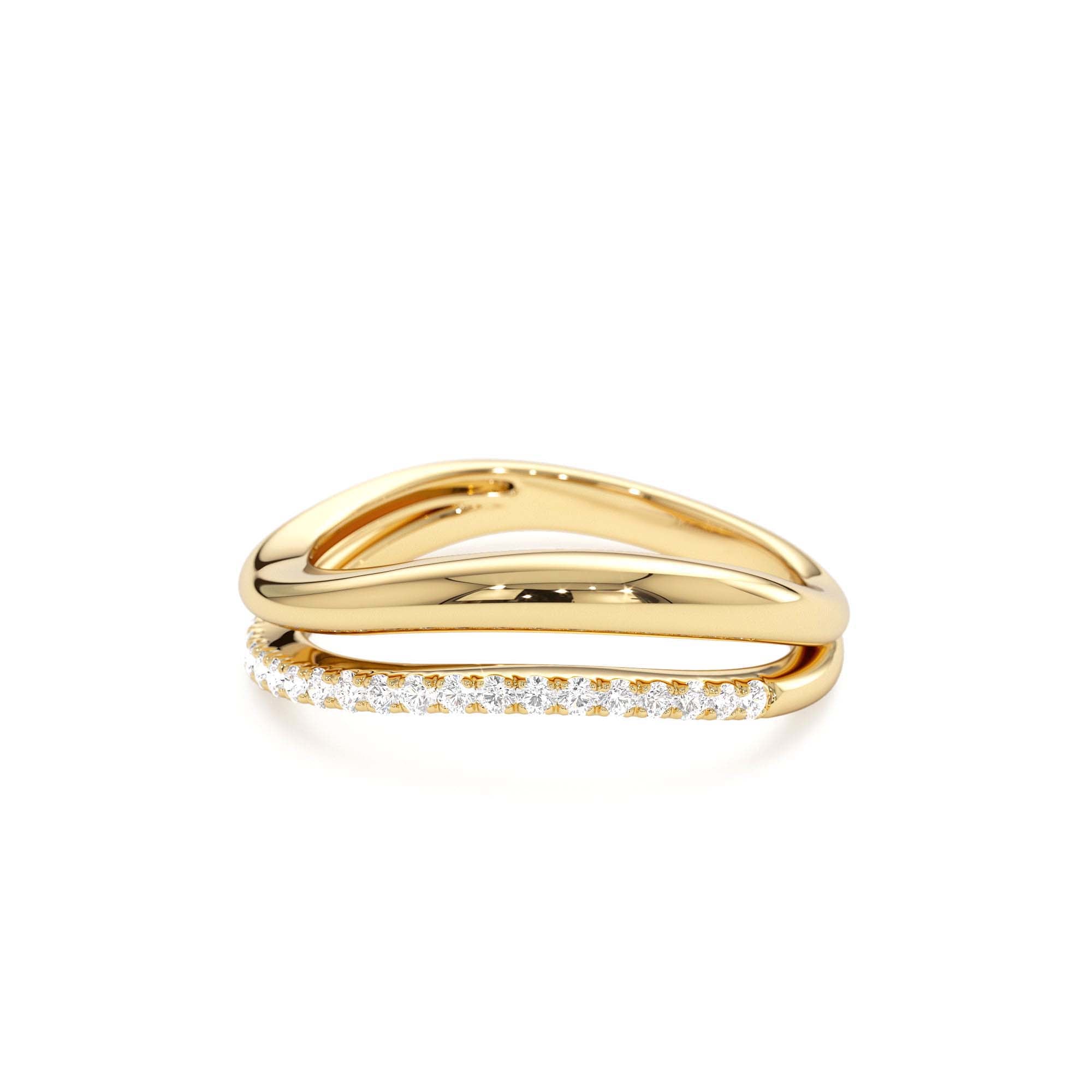 14k Double Ring Waive Design Diamond Ring - view 4