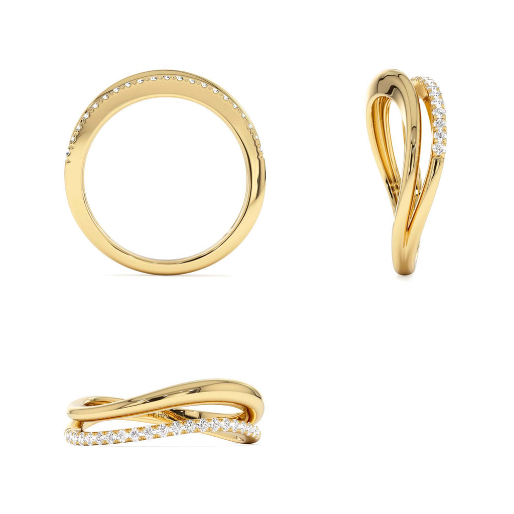 14k Double Ring Waive Design Diamond Ring - view 5
