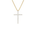 14k Single Shared Prong Diamond Cross by Orlina Fine