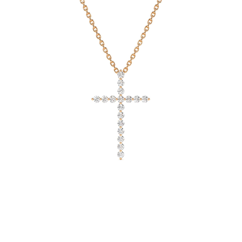 14k Single Shared Prong Diamond Cross - view 2
