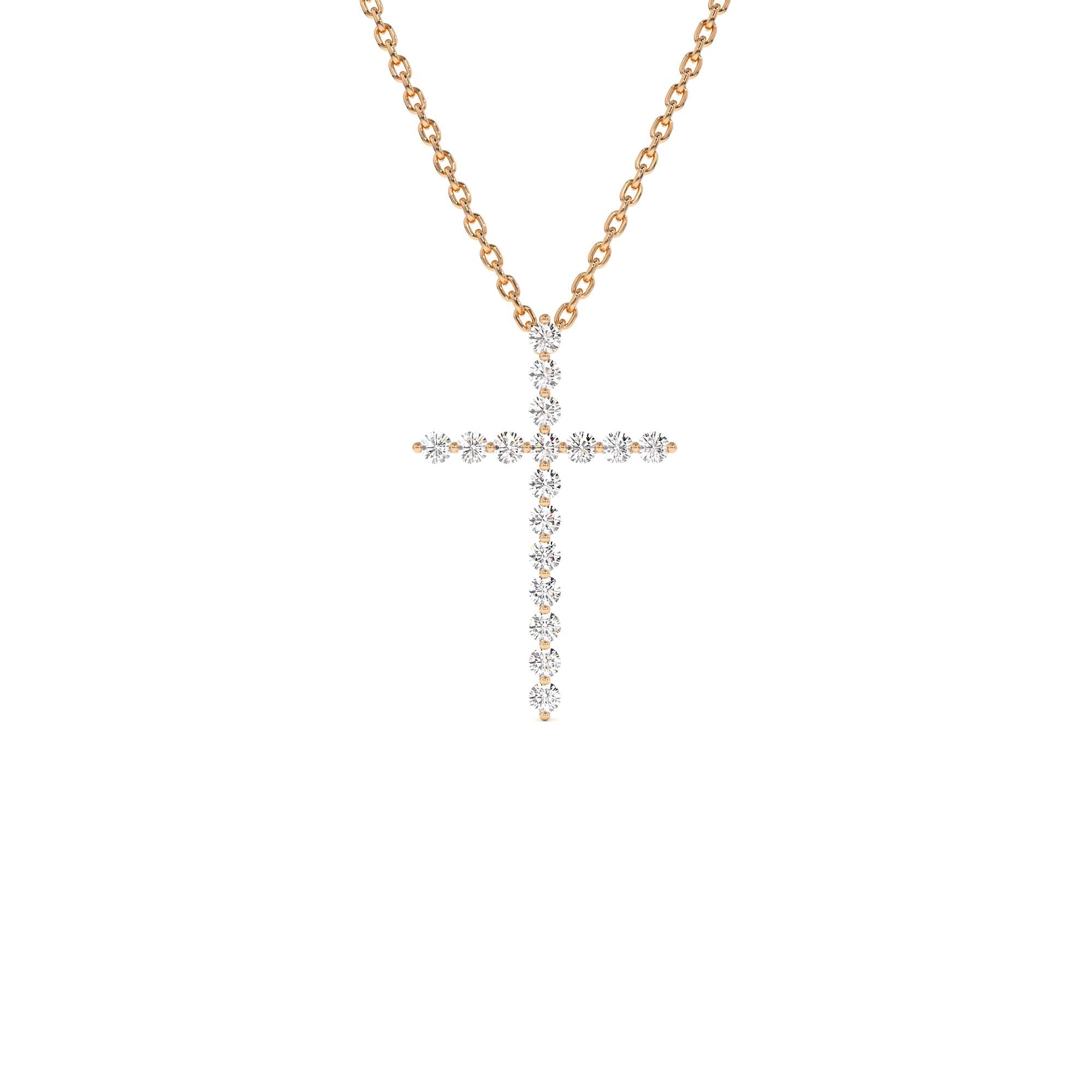 14k Single Shared Prong Diamond Cross - view 2
