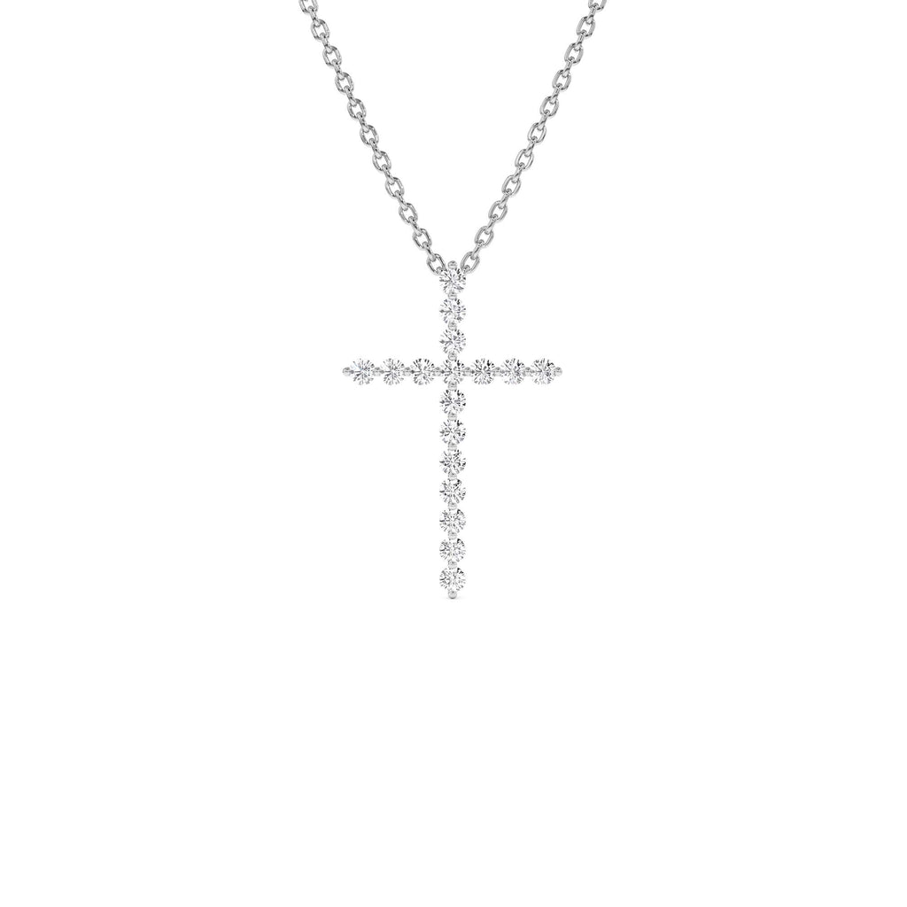 14k Single Shared Prong Diamond Cross - view 3