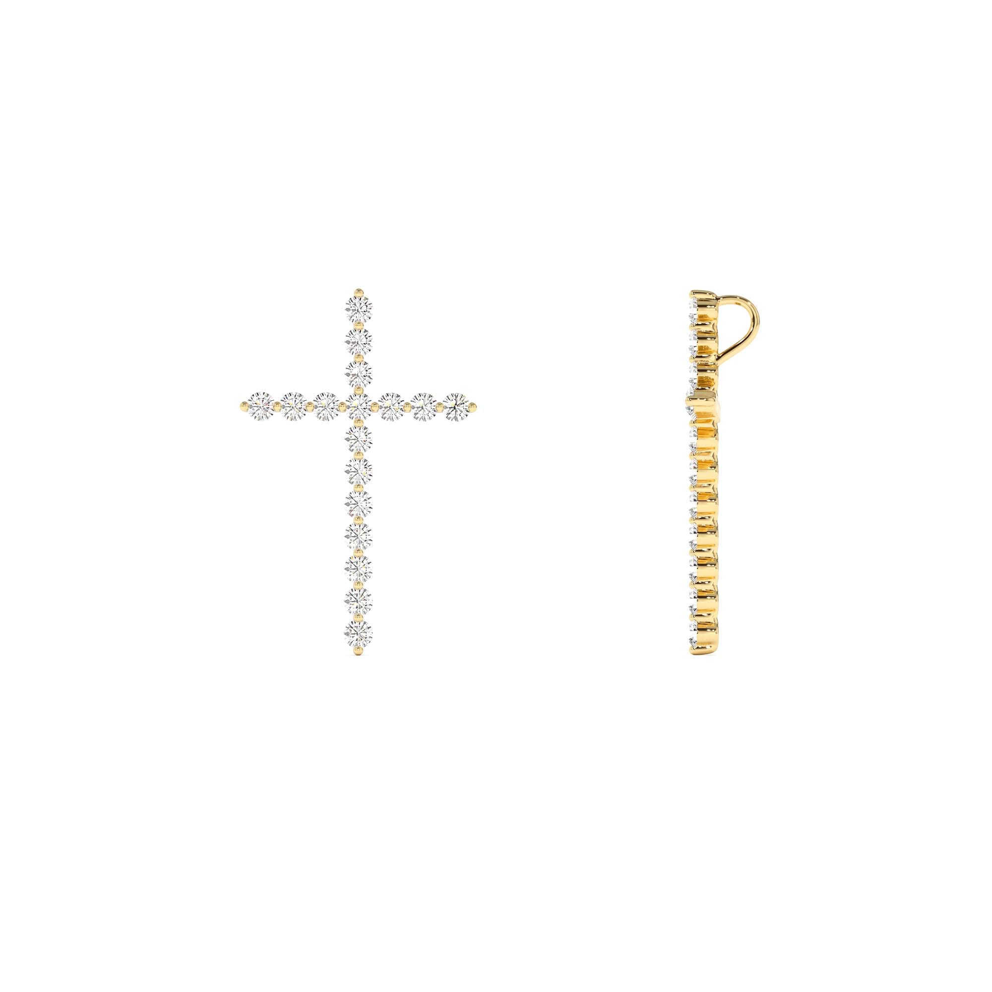 14k Single Shared Prong Diamond Cross - view 4