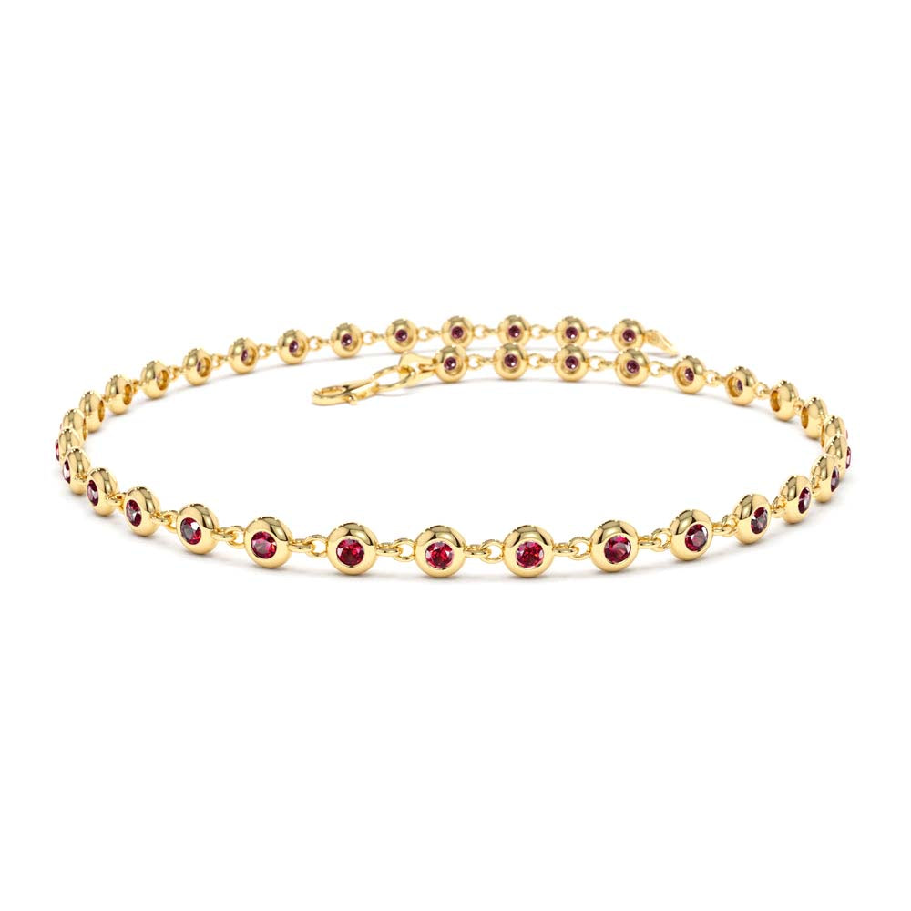 14k Bezel Set Ruby Tennis Bracelet by Orlina Fine