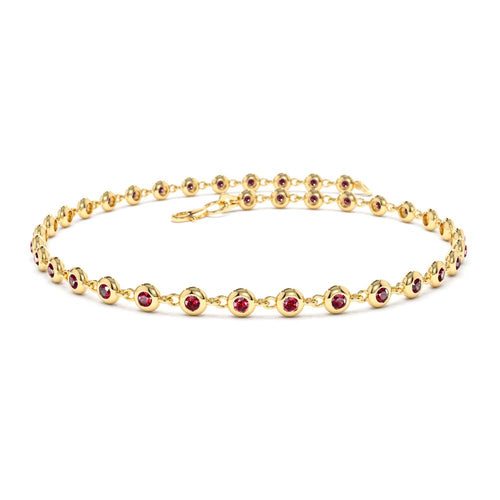 14k Bezel Set Ruby Tennis Bracelet by Orlina Fine