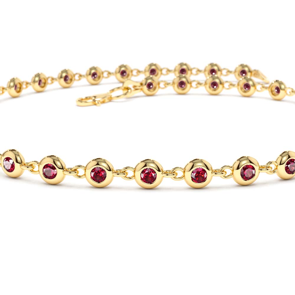 14k Bezel Set Ruby Tennis Bracelet - view 5