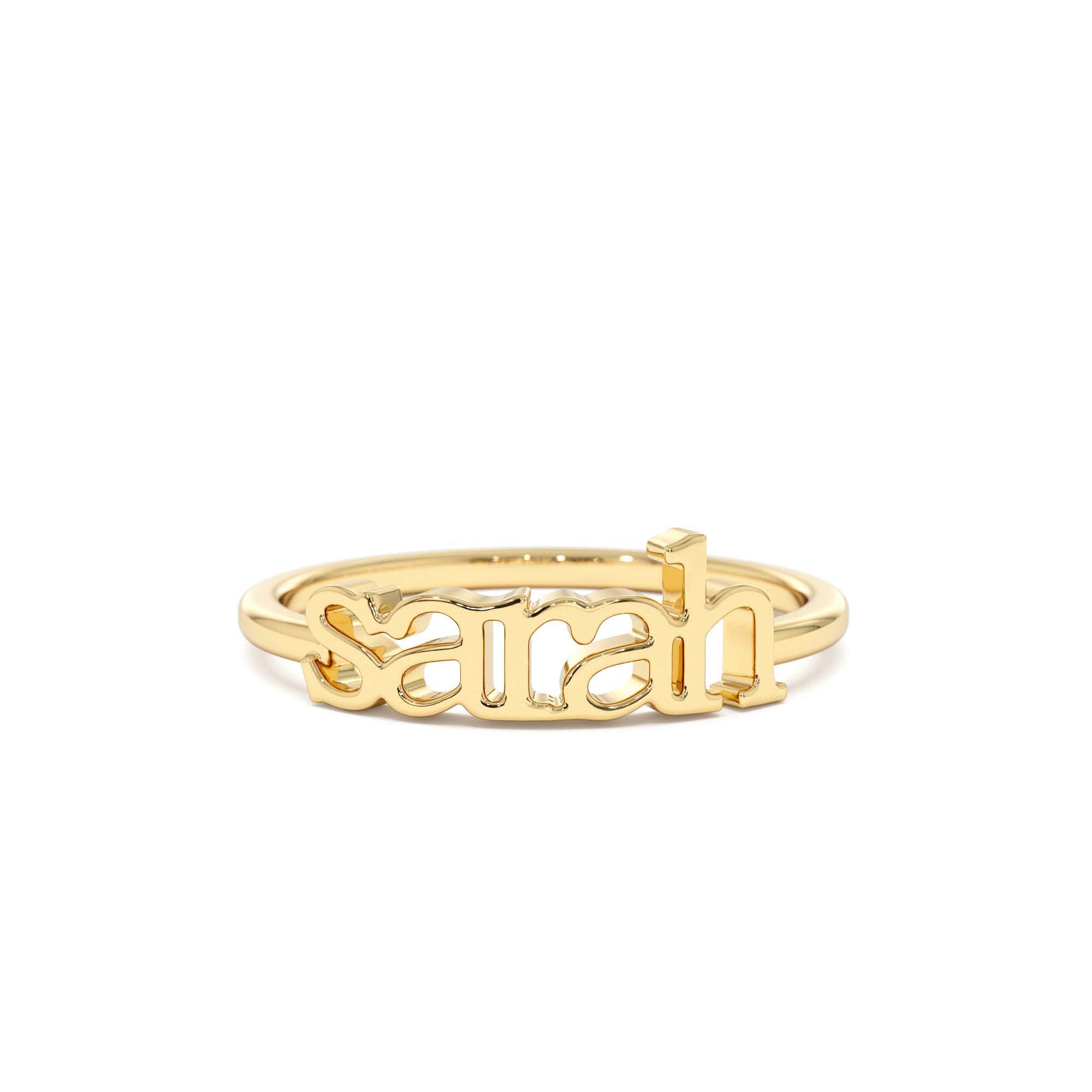 14K Gold Custom Name Ring by Orlina Fine