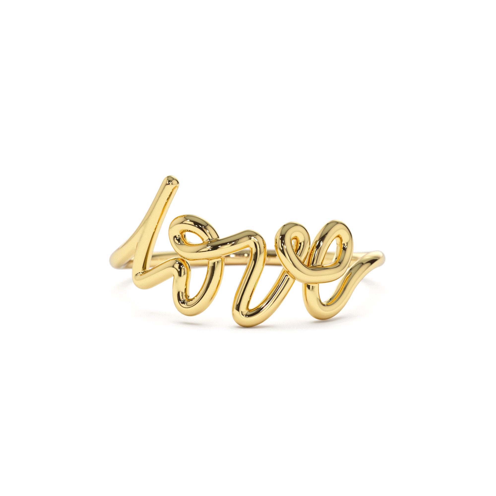 14K Gold Script Love Ring by Orlina Fine