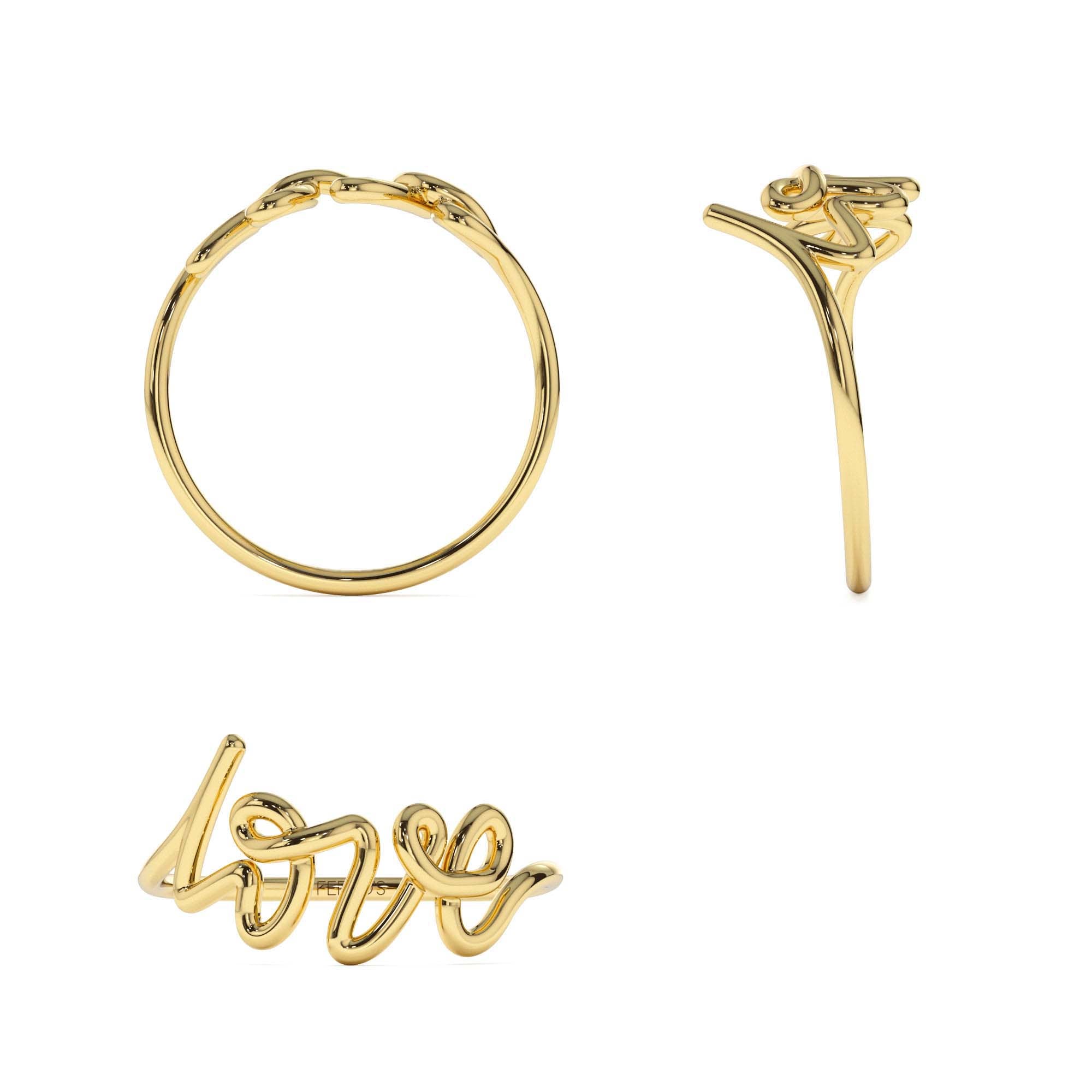 14K Gold Script Love Ring - view 5