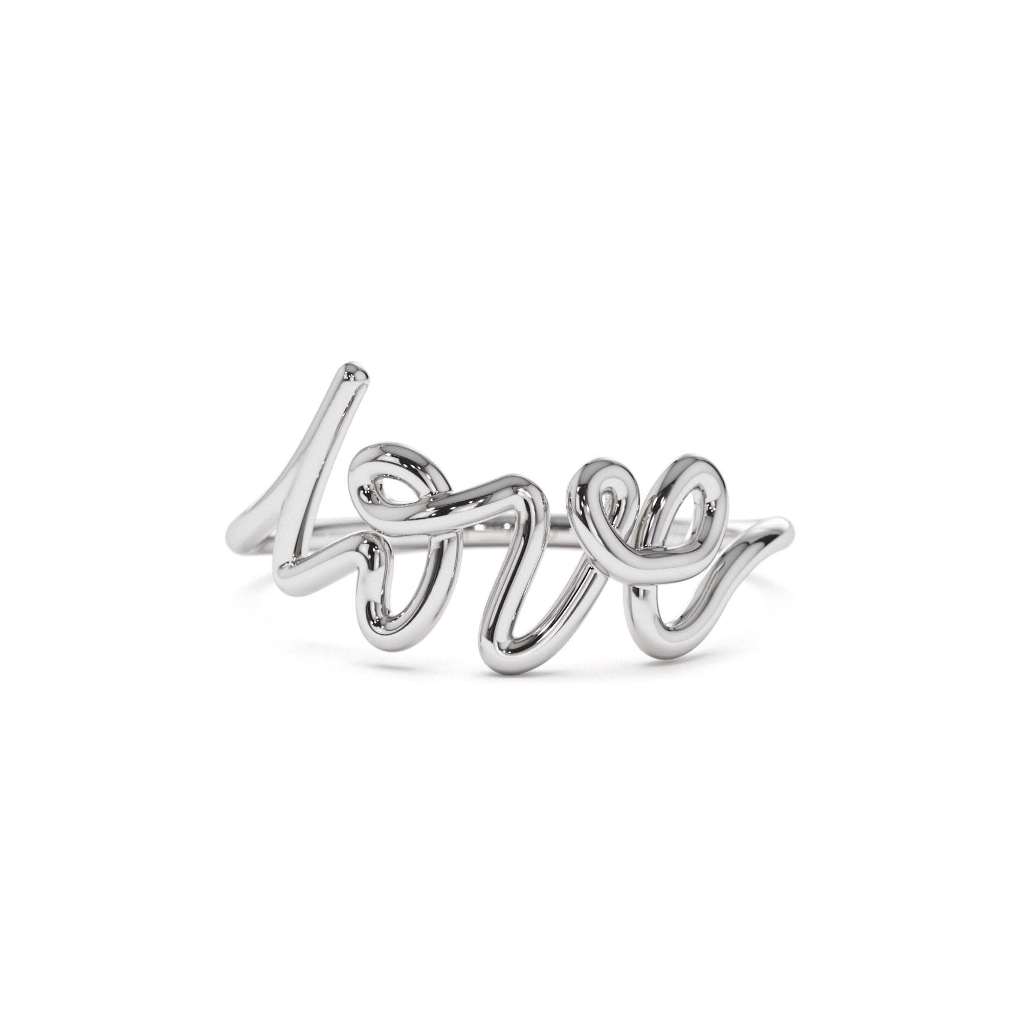 14K Gold Script Love Ring - view 3