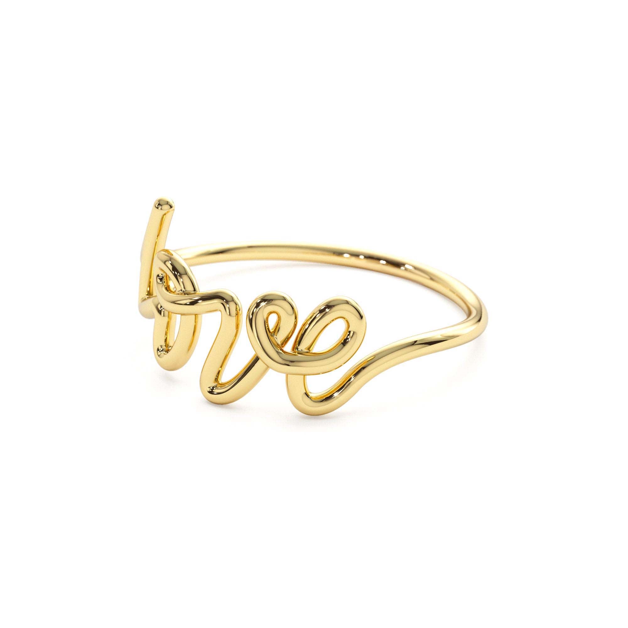 14K Gold Script Love Ring - view 4