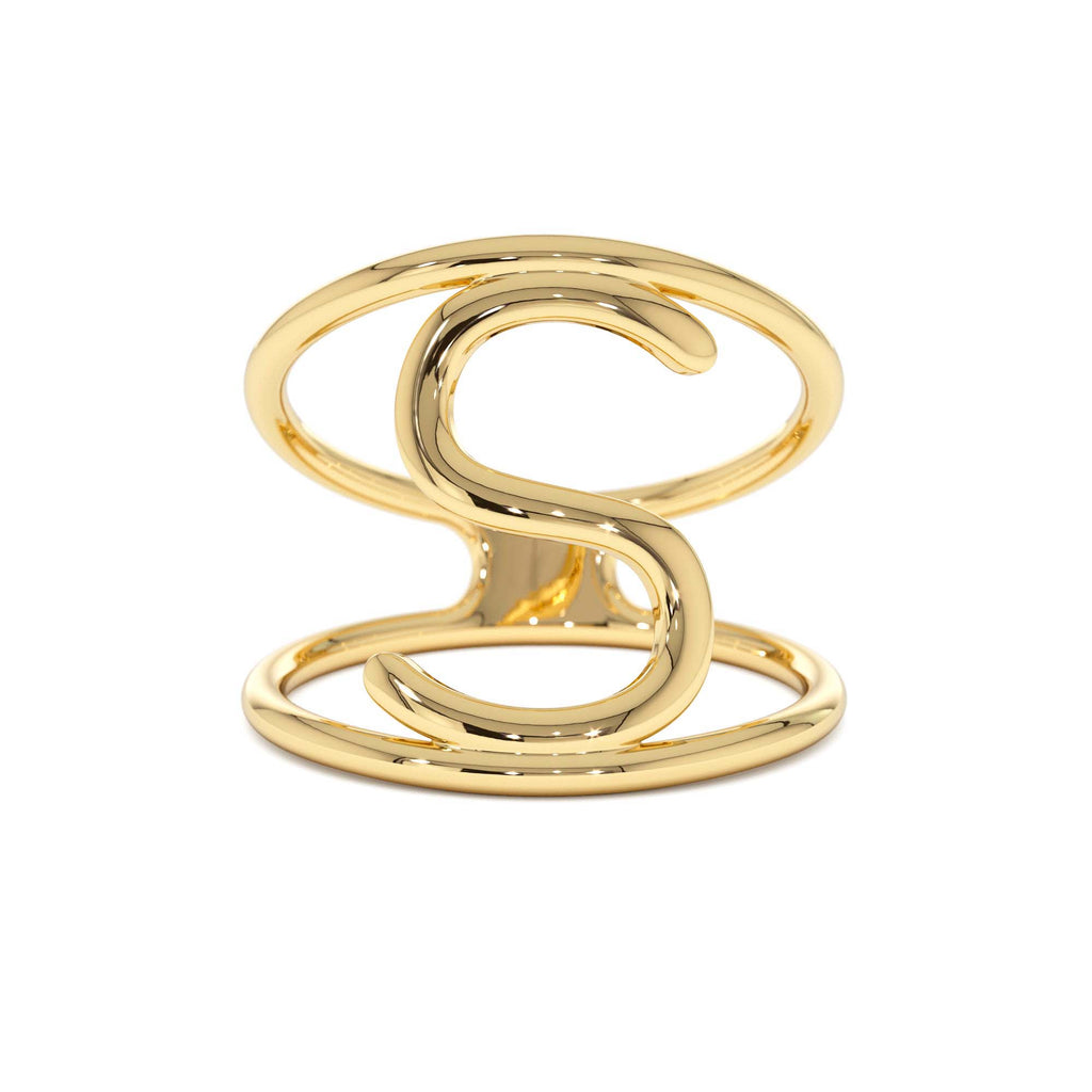 14K Solid Gold Personalized Initial Ring by Orlina Fine
