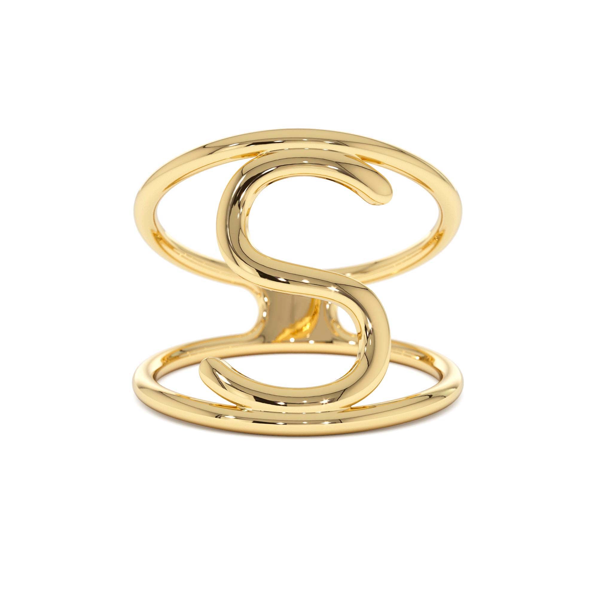 14K Solid Gold Personalized Initial Ring by Orlina Fine