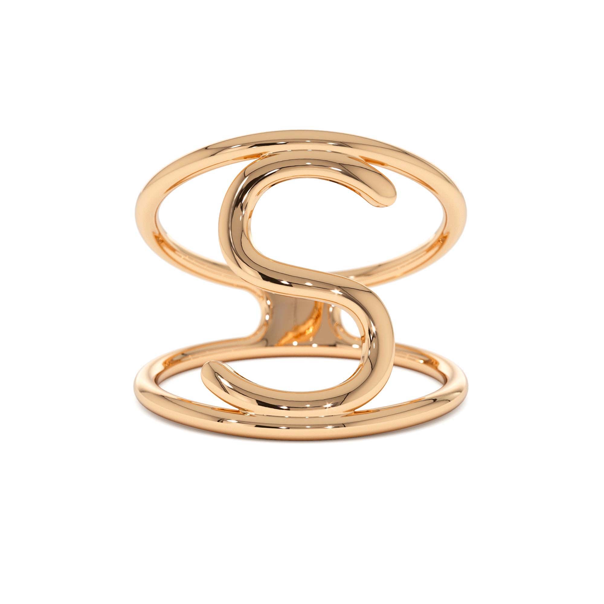 14K Solid Gold Personalized Initial Ring - view 2