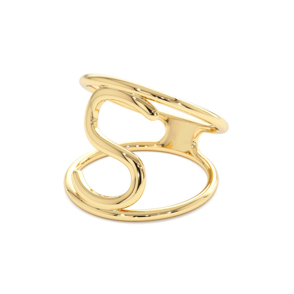 14K Solid Gold Personalized Initial Ring - view 4