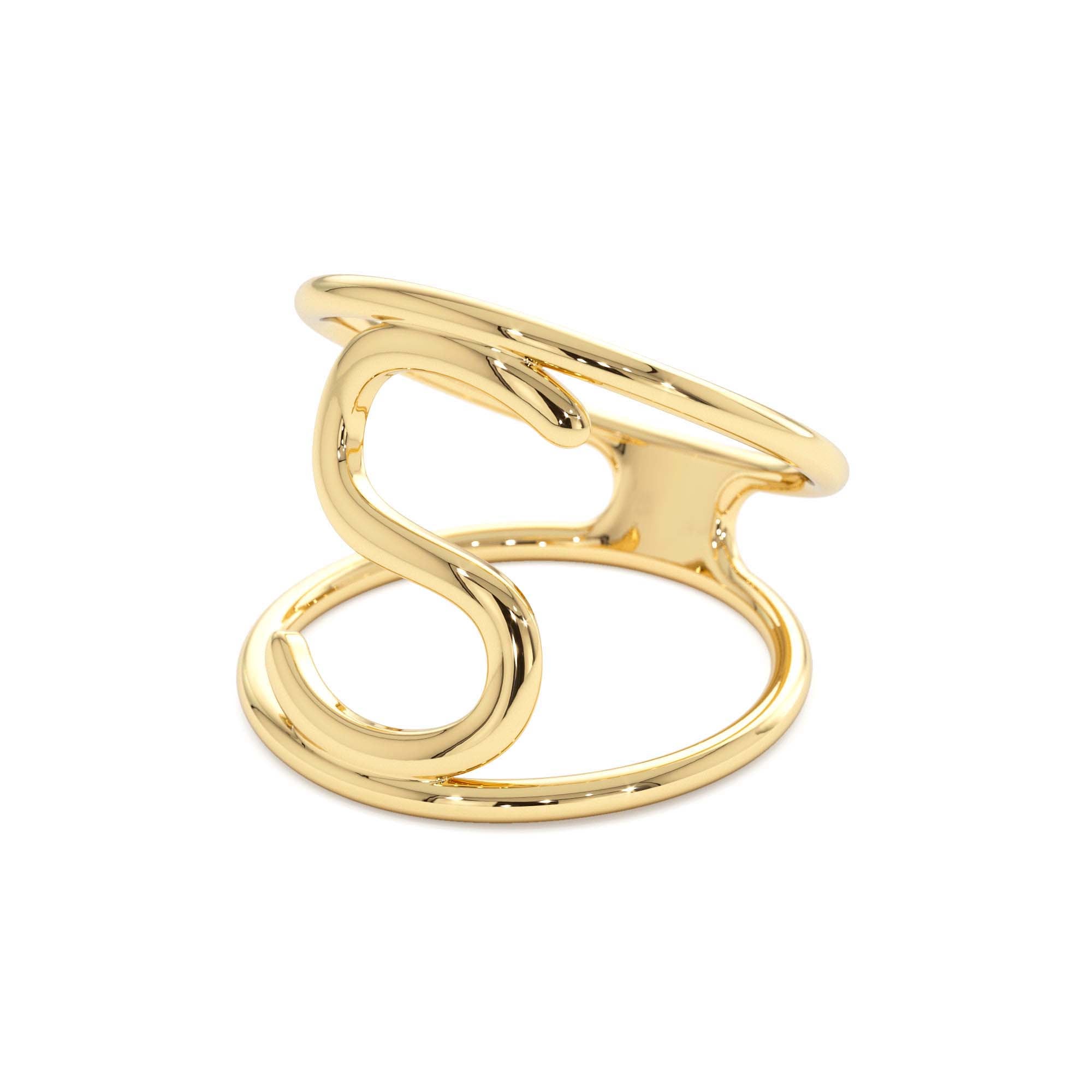 14K Solid Gold Personalized Initial Ring - view 4