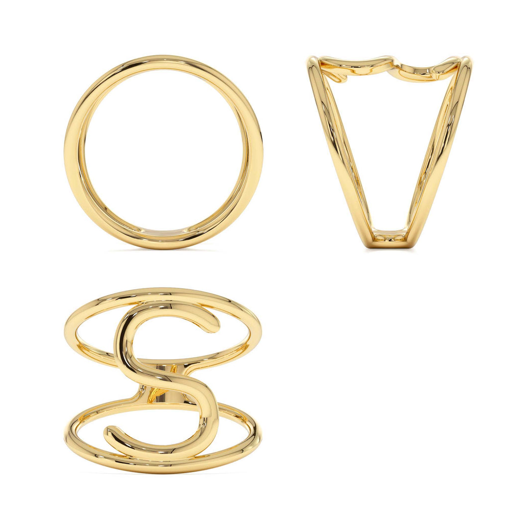 14K Solid Gold Personalized Initial Ring - view 5