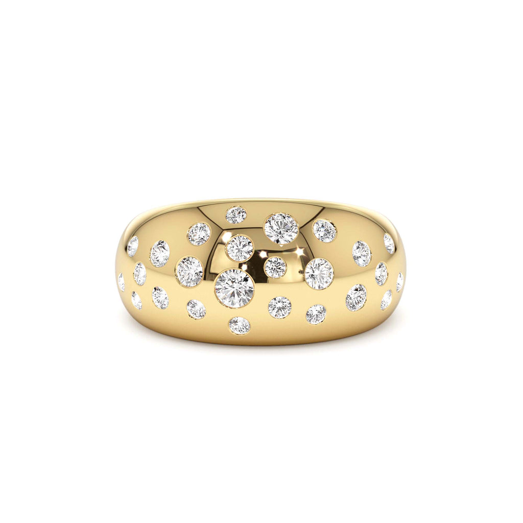 14k Gold Flush Setting Cluster Dome Ring by Orlina Fine