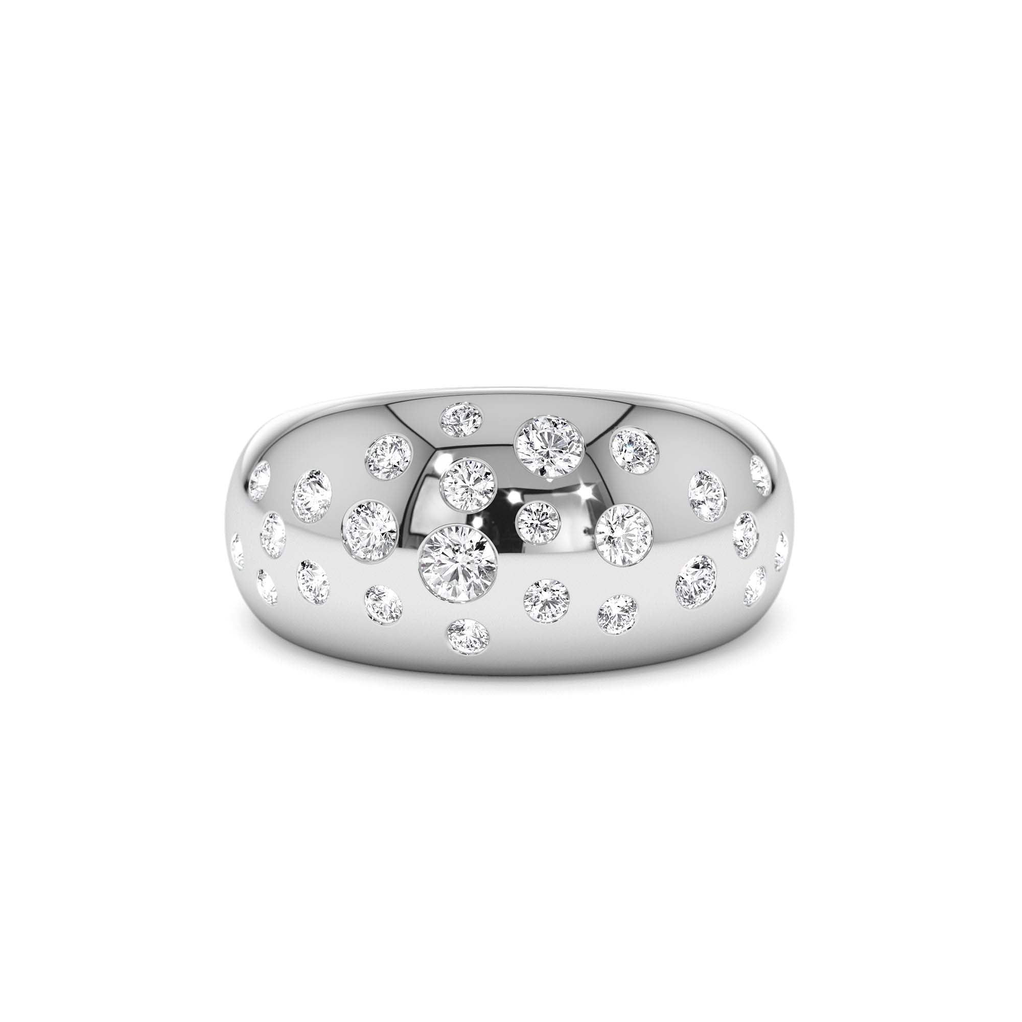 14k Gold Flush Setting Cluster Dome Ring - view 3