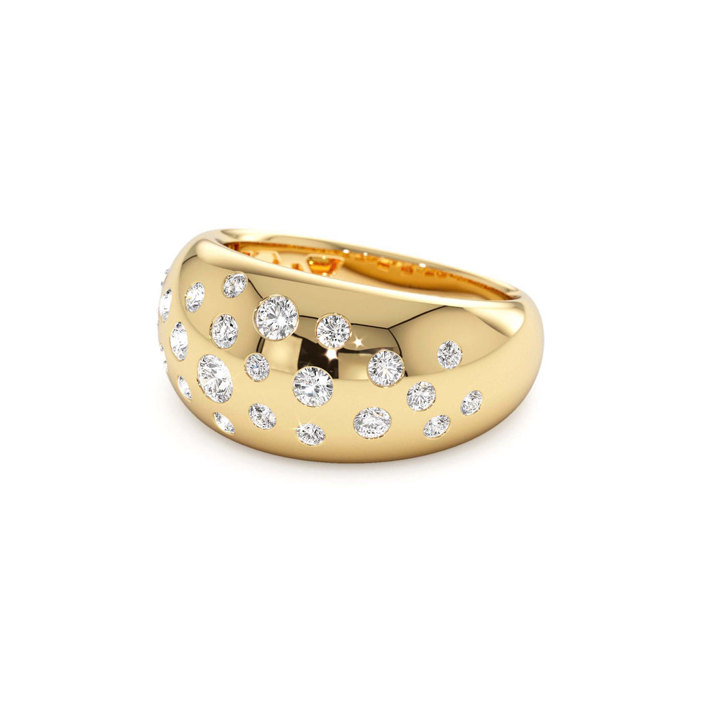 14k Gold Flush Setting Cluster Dome Ring - view 4