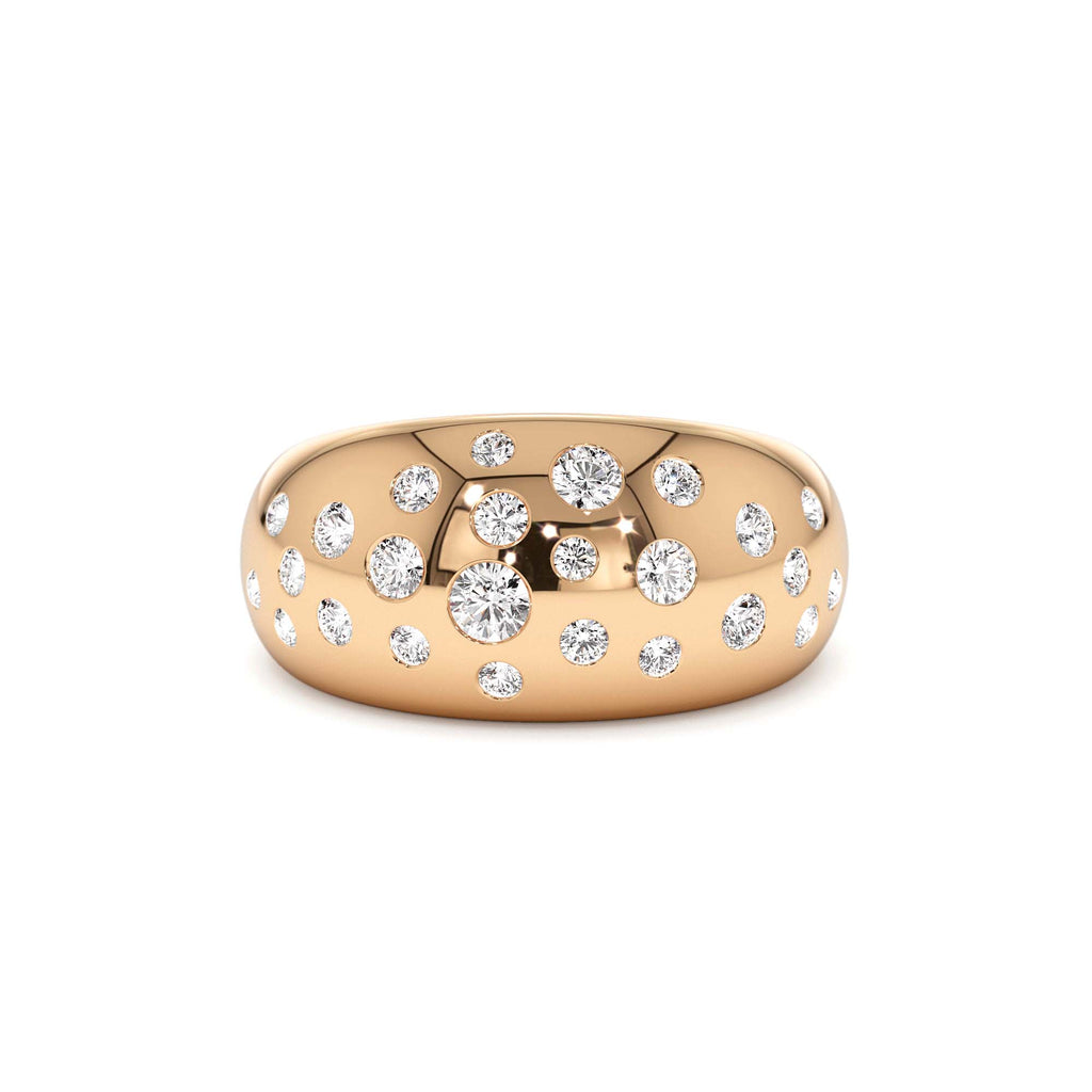 14k Gold Flush Setting Cluster Dome Ring - view 2