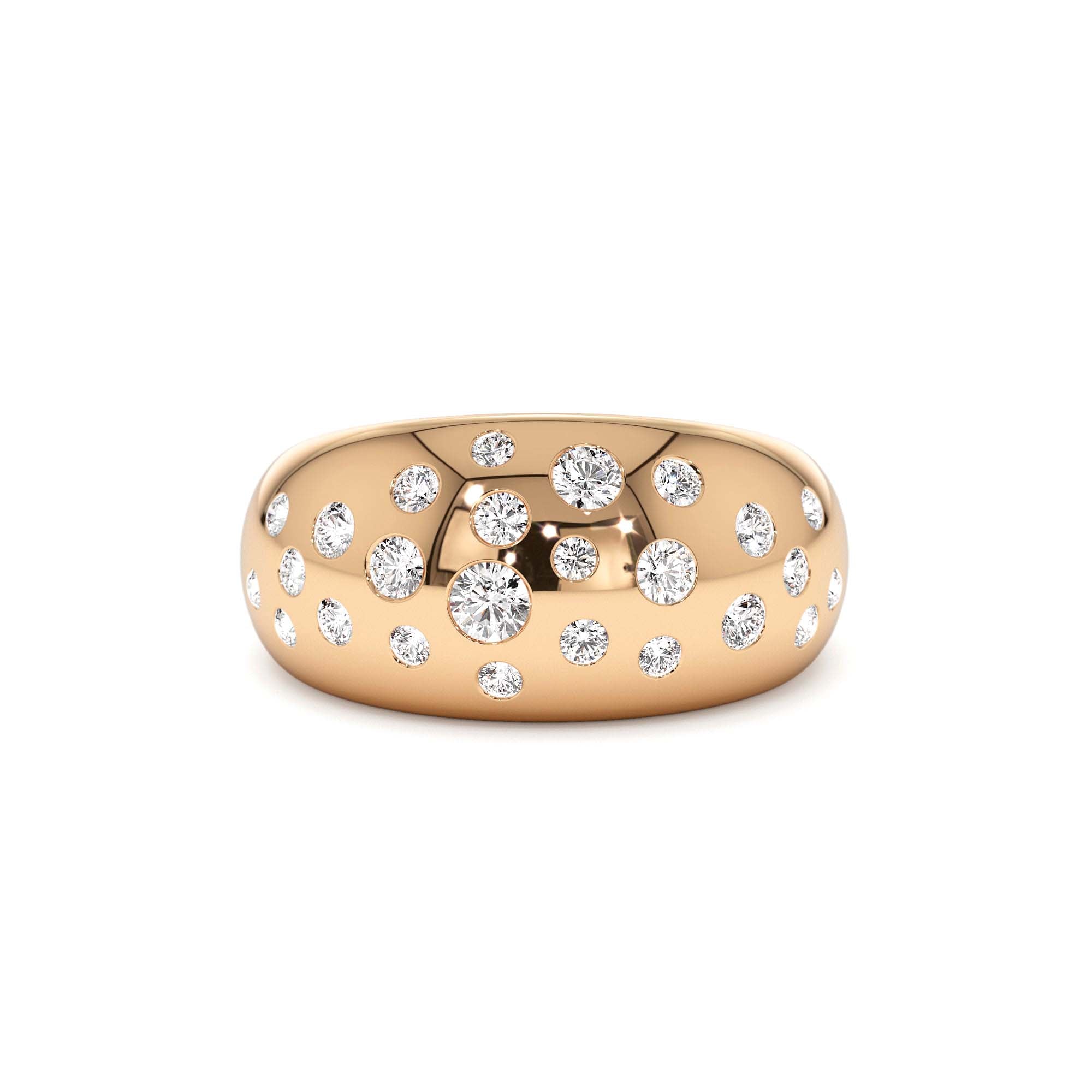 14k Gold Flush Setting Cluster Dome Ring - view 2