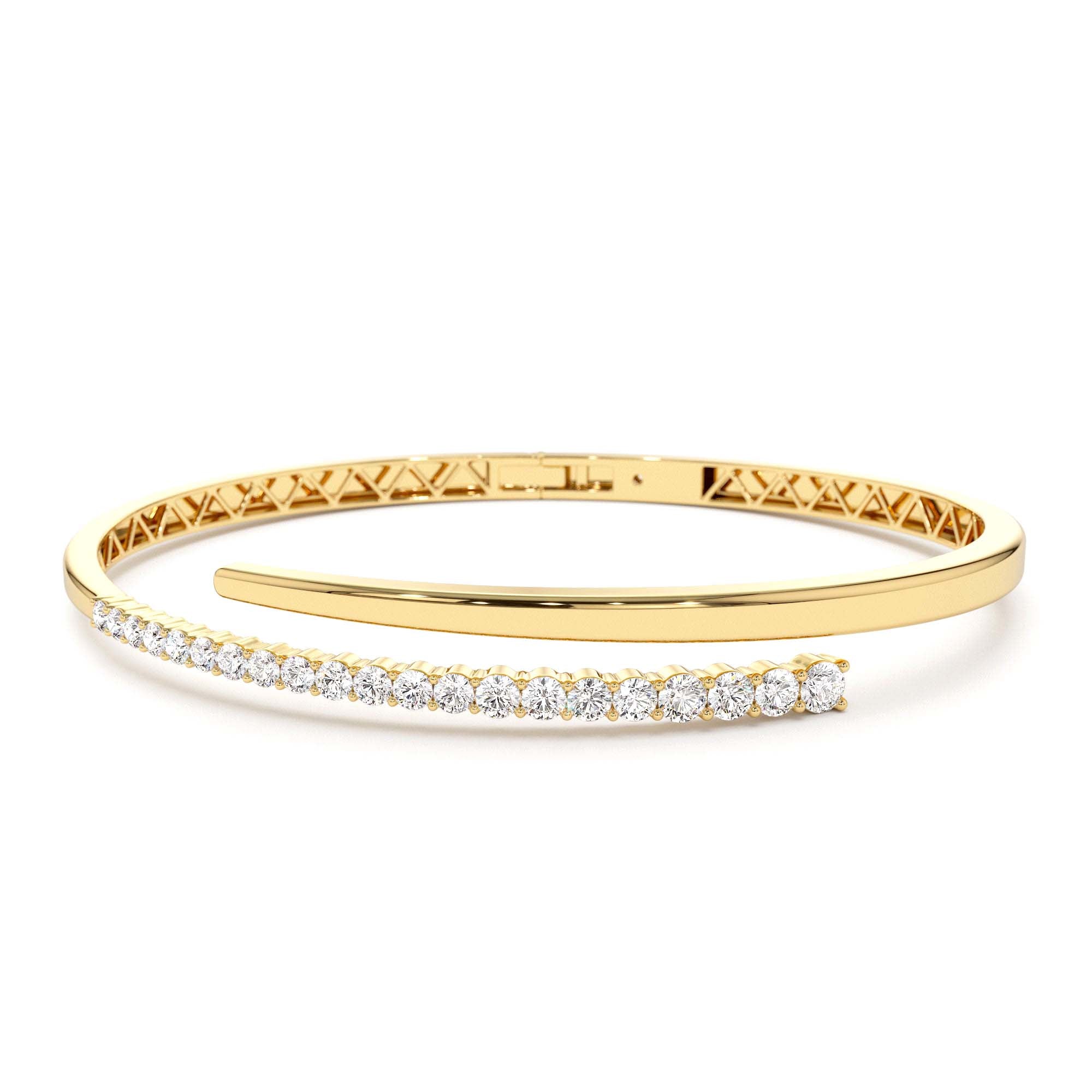14K Cross Over Graduating Diamond Bangle by Orlina Fine
