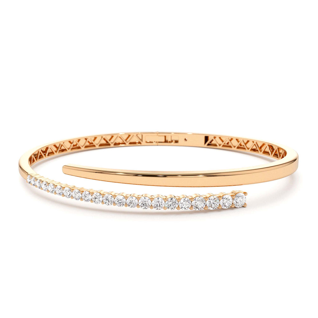 14K Cross Over Graduating Diamond Bangle - view 2