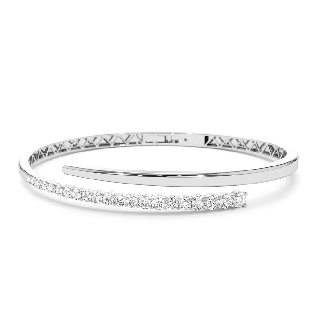 14K Cross Over Graduating Diamond Bangle - view 3
