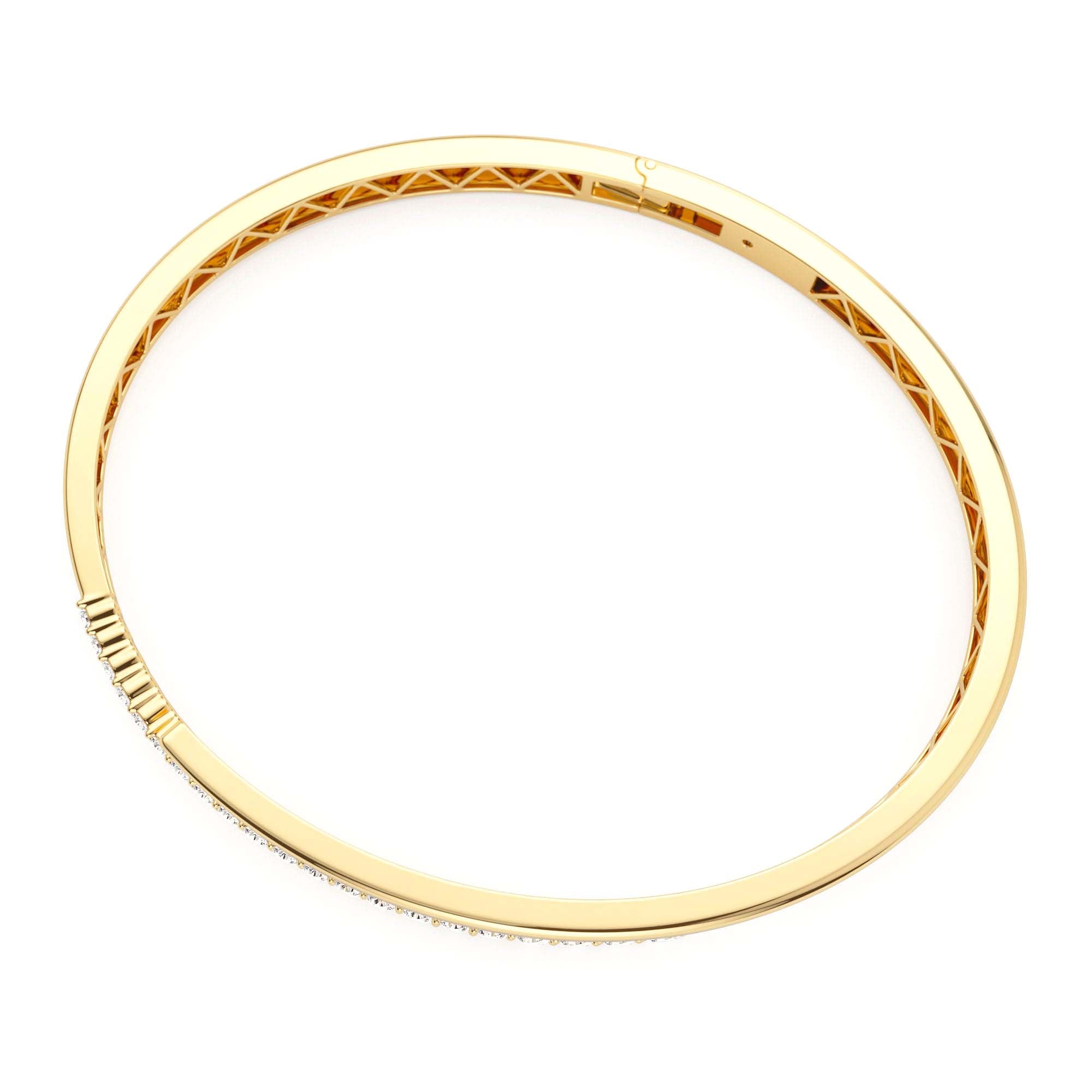 14K Cross Over Graduating Diamond Bangle - view 4