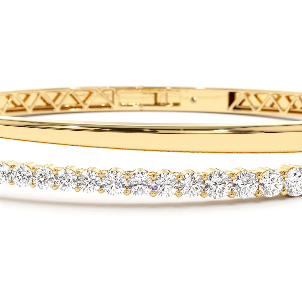 14K Cross Over Graduating Diamond Bangle - view 5