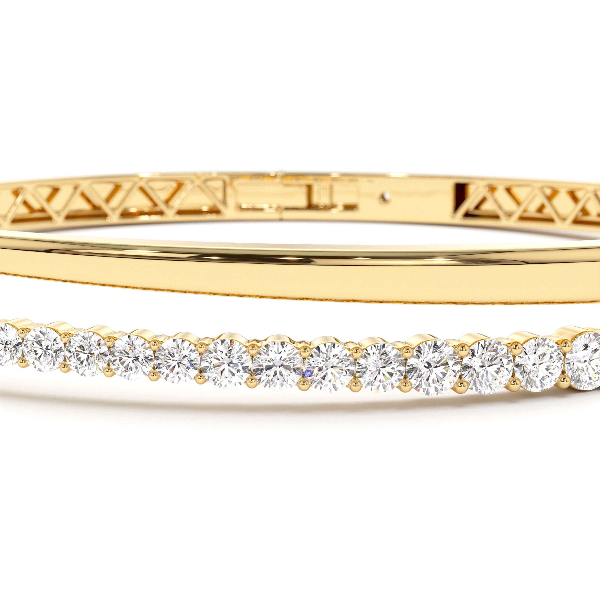 14K Cross Over Graduating Diamond Bangle - view 5