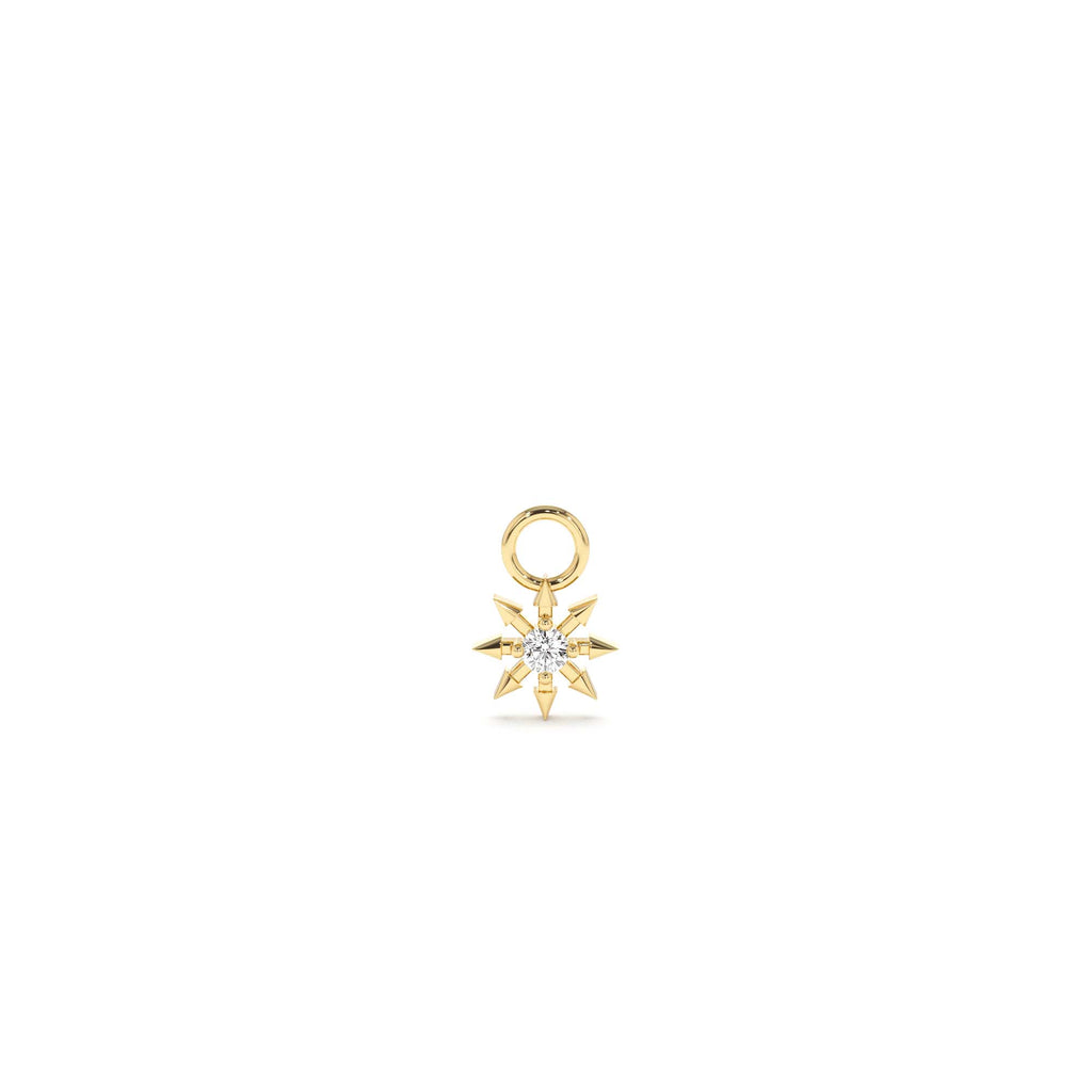 14k Diamond Spiked Star Hoop Charm by Orlina Fine