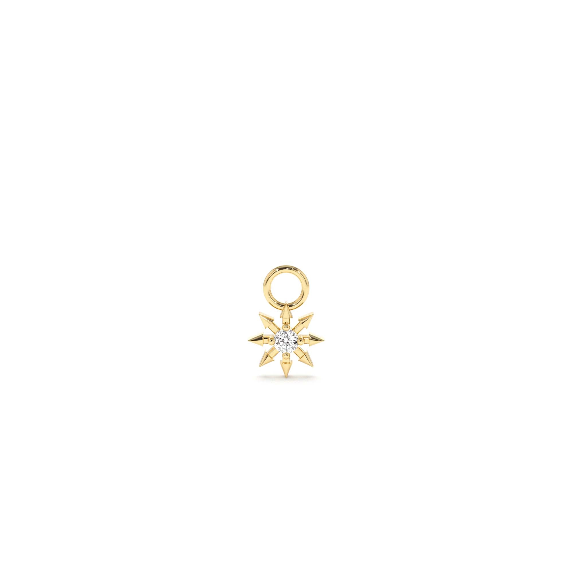 14k Diamond Spiked Star Hoop Charm by Orlina Fine