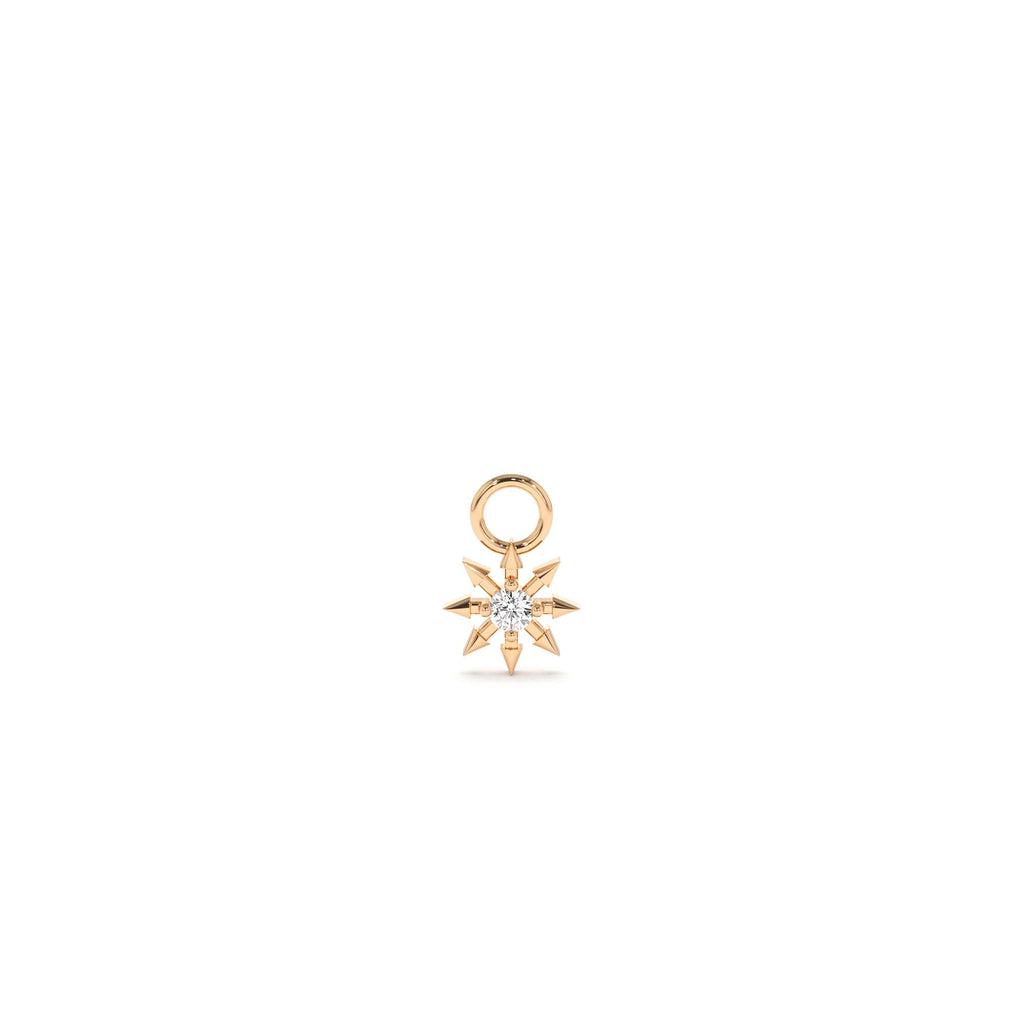 14k Diamond Spiked Star Hoop Charm - view 2