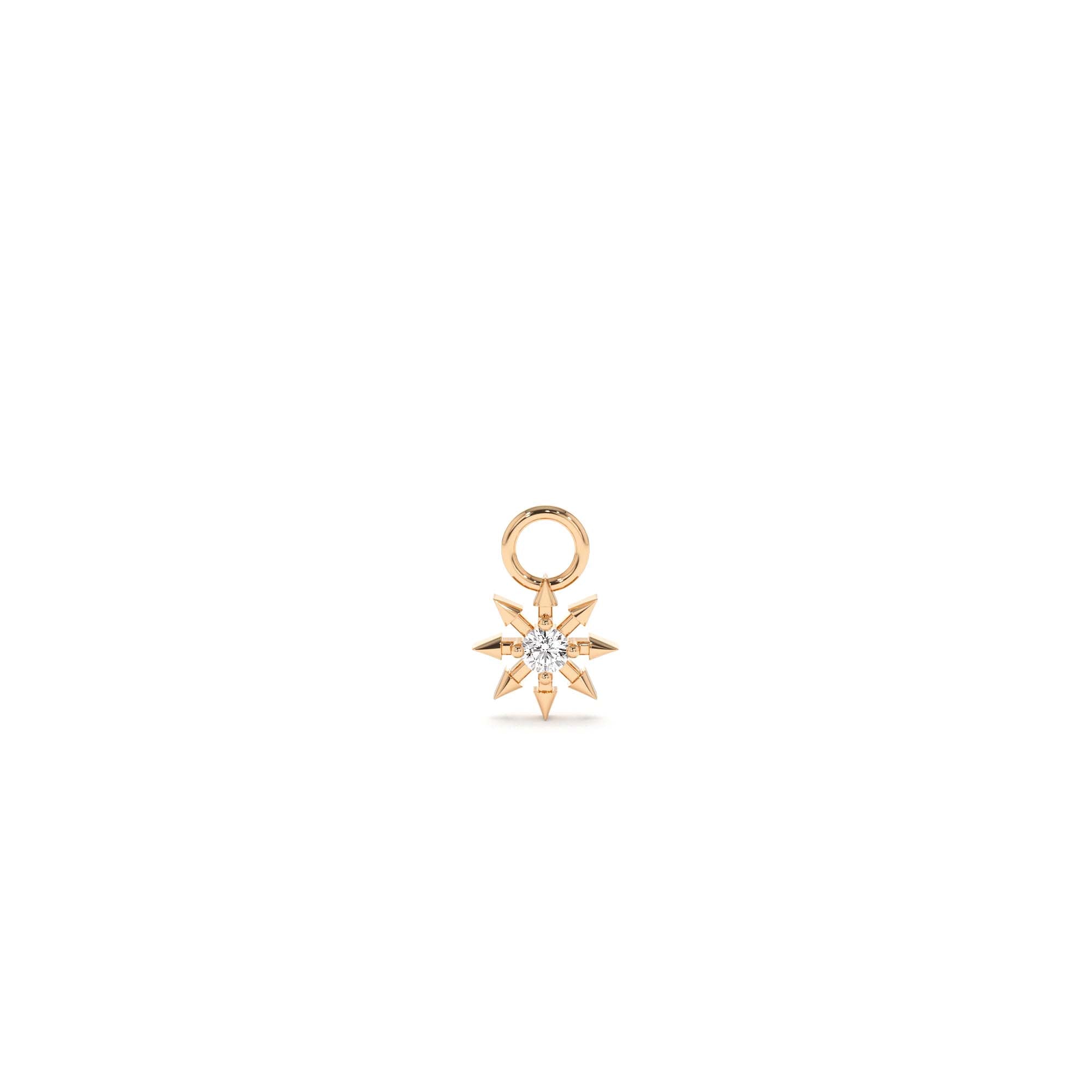14k Diamond Spiked Star Hoop Charm - view 2