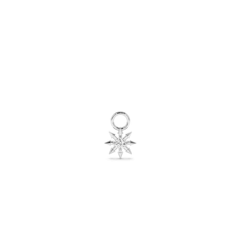 14k Diamond Spiked Star Hoop Charm - view 3