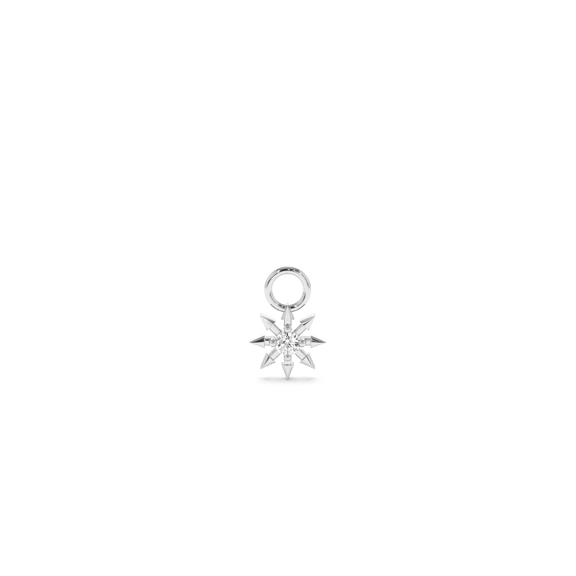 14k Diamond Spiked Star Hoop Charm - view 3