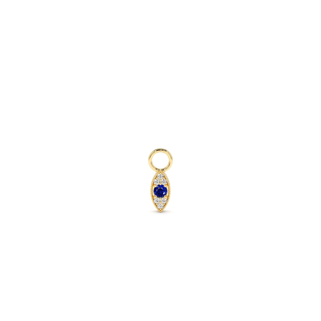 14k Gold Evil Eye Hoop Charm by Orlina Fine