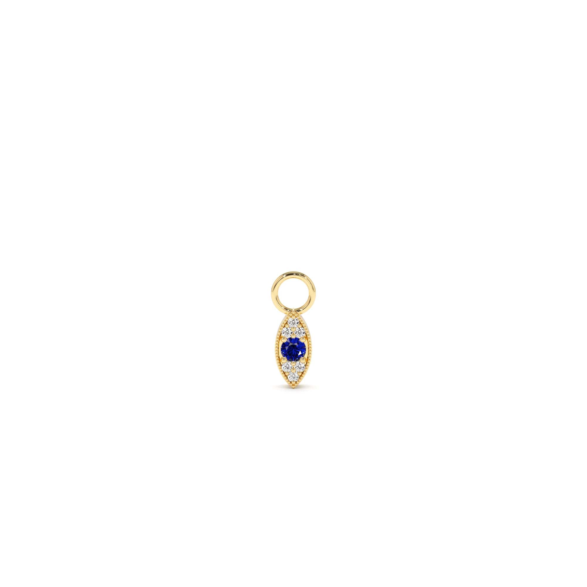 14k Gold Evil Eye Hoop Charm by Orlina Fine
