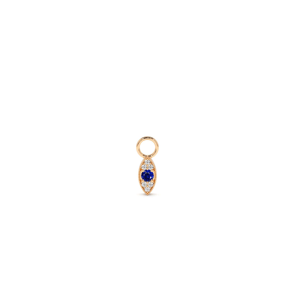 14k Gold Evil Eye Hoop Charm - view 2