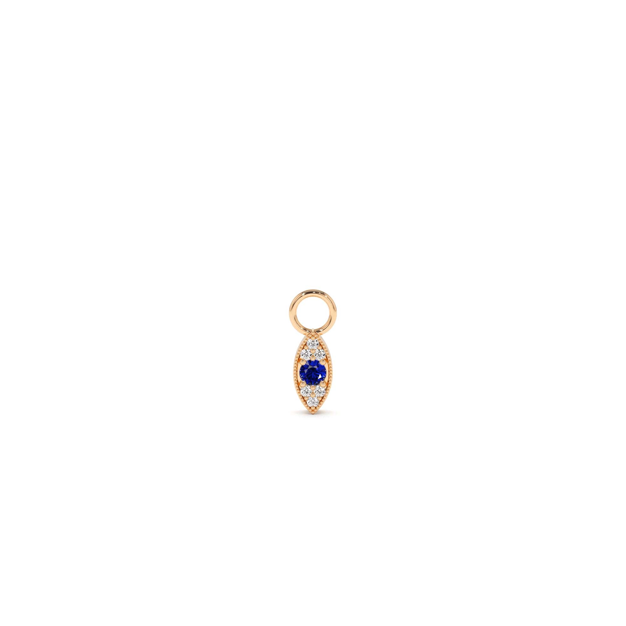 14k Gold Evil Eye Hoop Charm - view 2