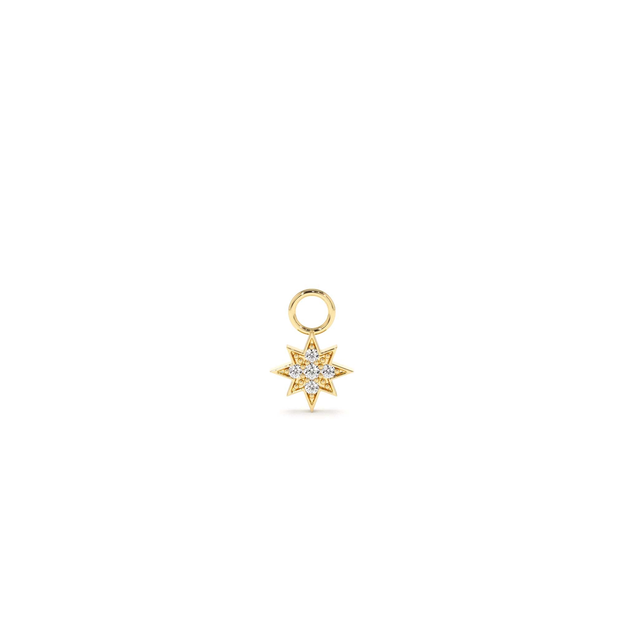 14k Diamond Star Hoop Charm by Orlina Fine