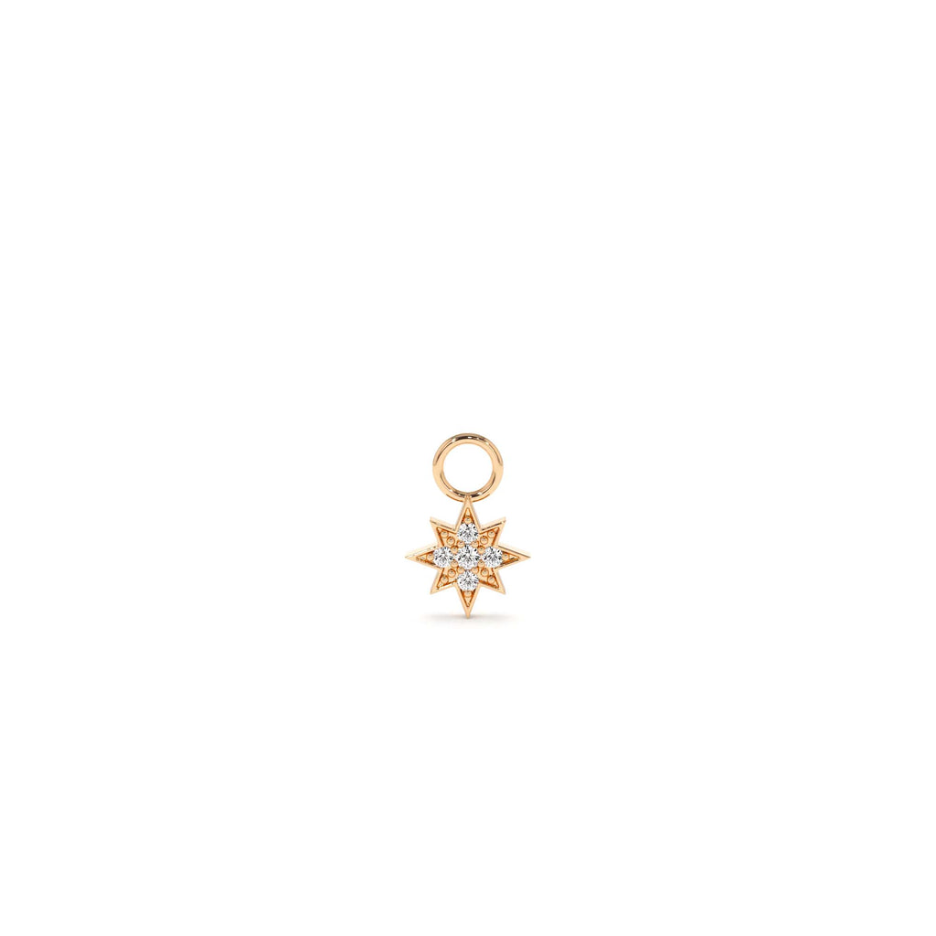 14k Diamond Star Hoop Charm - view 2